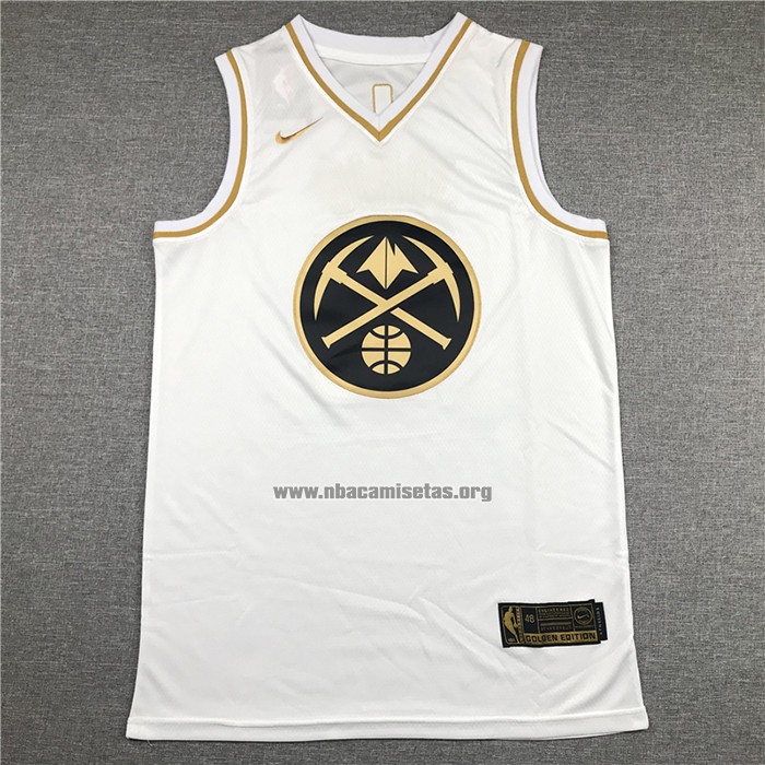 Camiseta Golden Edition Denver Nuggets Nikola Jokic NO 15 Blanco